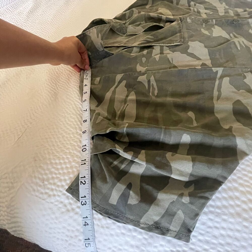 Express Camo Asymmetric Snap Front Utility Blouse XS Camouflage Tiered Sleeve - Picture 7 of 10
